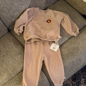 Corduroy Cozy Beige Ribbed Toddler Set